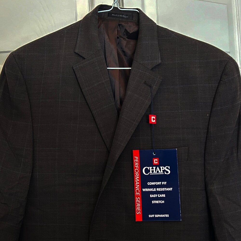 Chaps Men's Performance Comfort-Fit Stretch Suit Jacket, Olive / Brown 44S